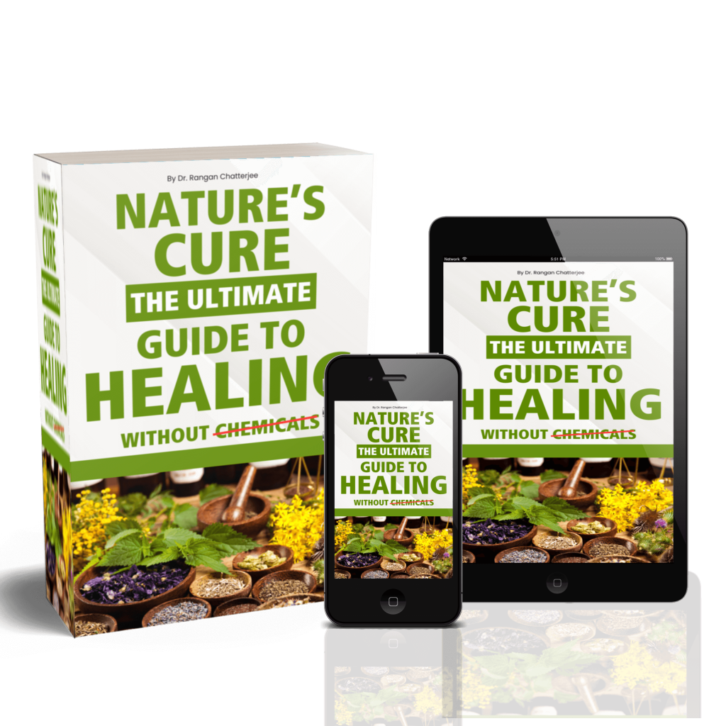 Dr. Rangan Chatterjee's Nature's Cure eBook cover featuring herbal remedies for natural healing